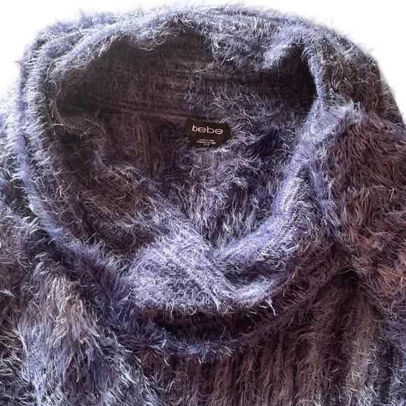 Touchable Texture Blue Eyelash Crop 3/4 Sleeve Sweater XS BEBE - Picture 4 of 13